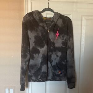 Aviator Nation Tie-Dye Hoodie with Pink Bolt Size Medium